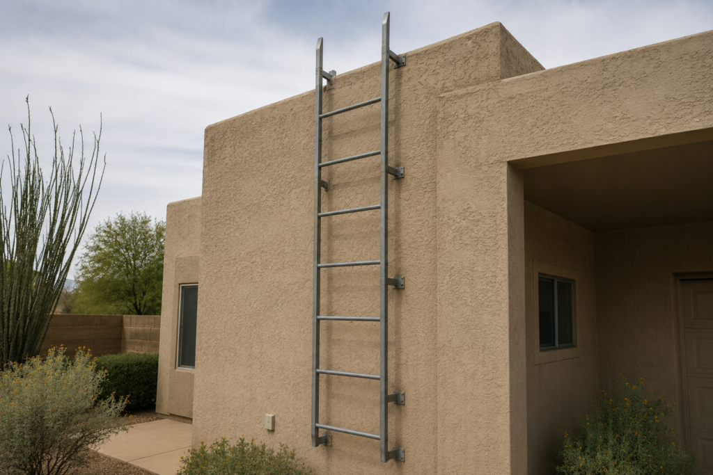 fixed access ladder installed on Mesa AZ flat roof home