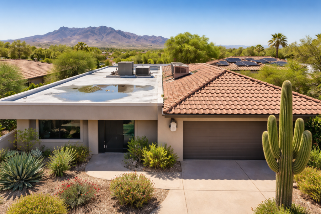 Flat roof repair vs traditional roof repair in Mesa AZ – side by side comparison